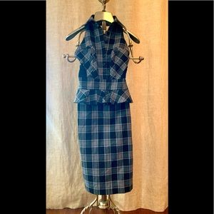 Collared, button-front, knee-length halter dress